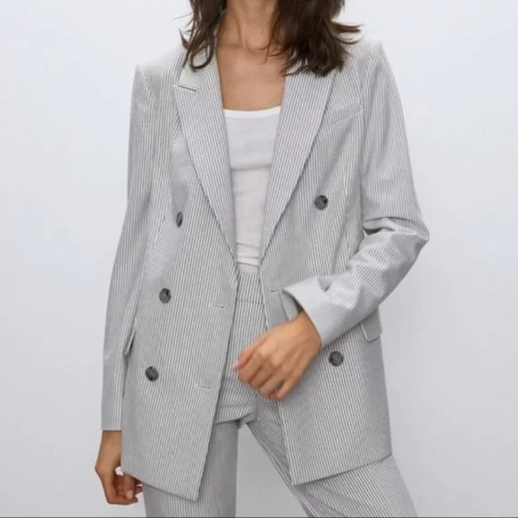 Aritzia Babaton Atelier Samuel Check Blazer | Size 4 | Espace/Grey Stripe - Picture 1 of 15